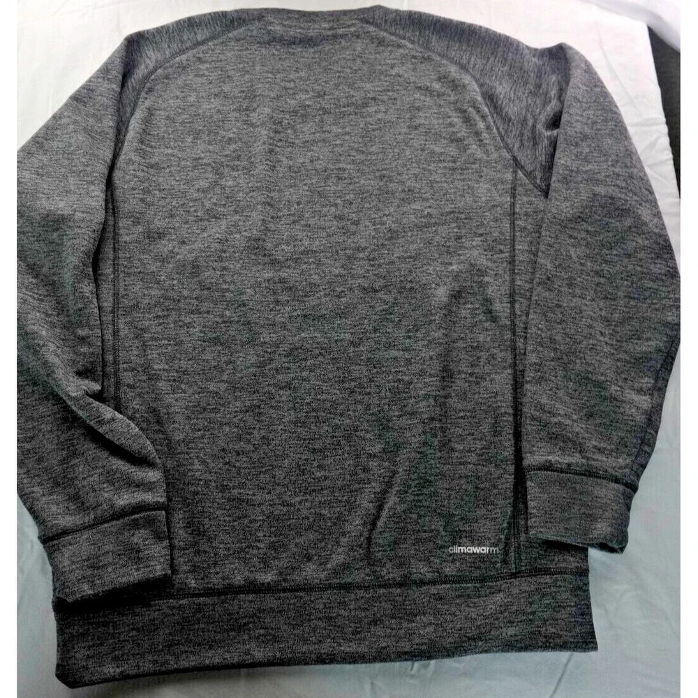ADIDAS Gray Black Marled Print Climawarm Long Sleeve‎ Sweater Top M Pullover
